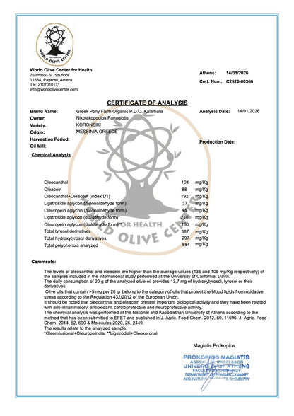Organic EVOO High polyphenol