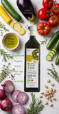 Organic Green & blu Extra Virgin Olive Oil, Kalamata PDO, High Polyphenol, Cold Pressed (1 L Glass Bottle)